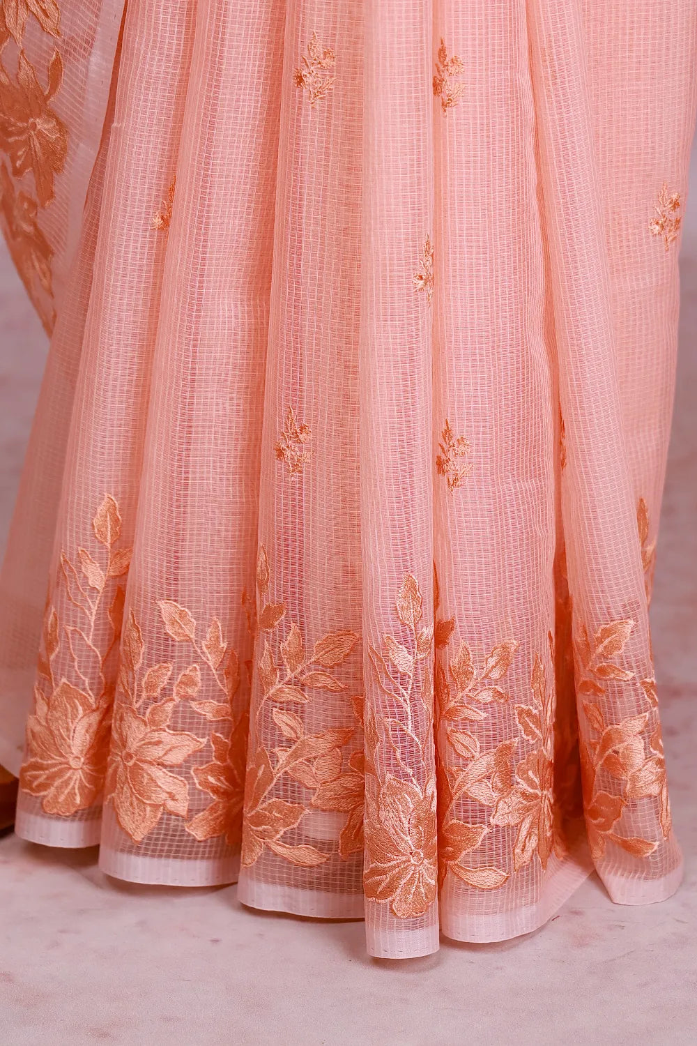 Peach Net Kota Saree