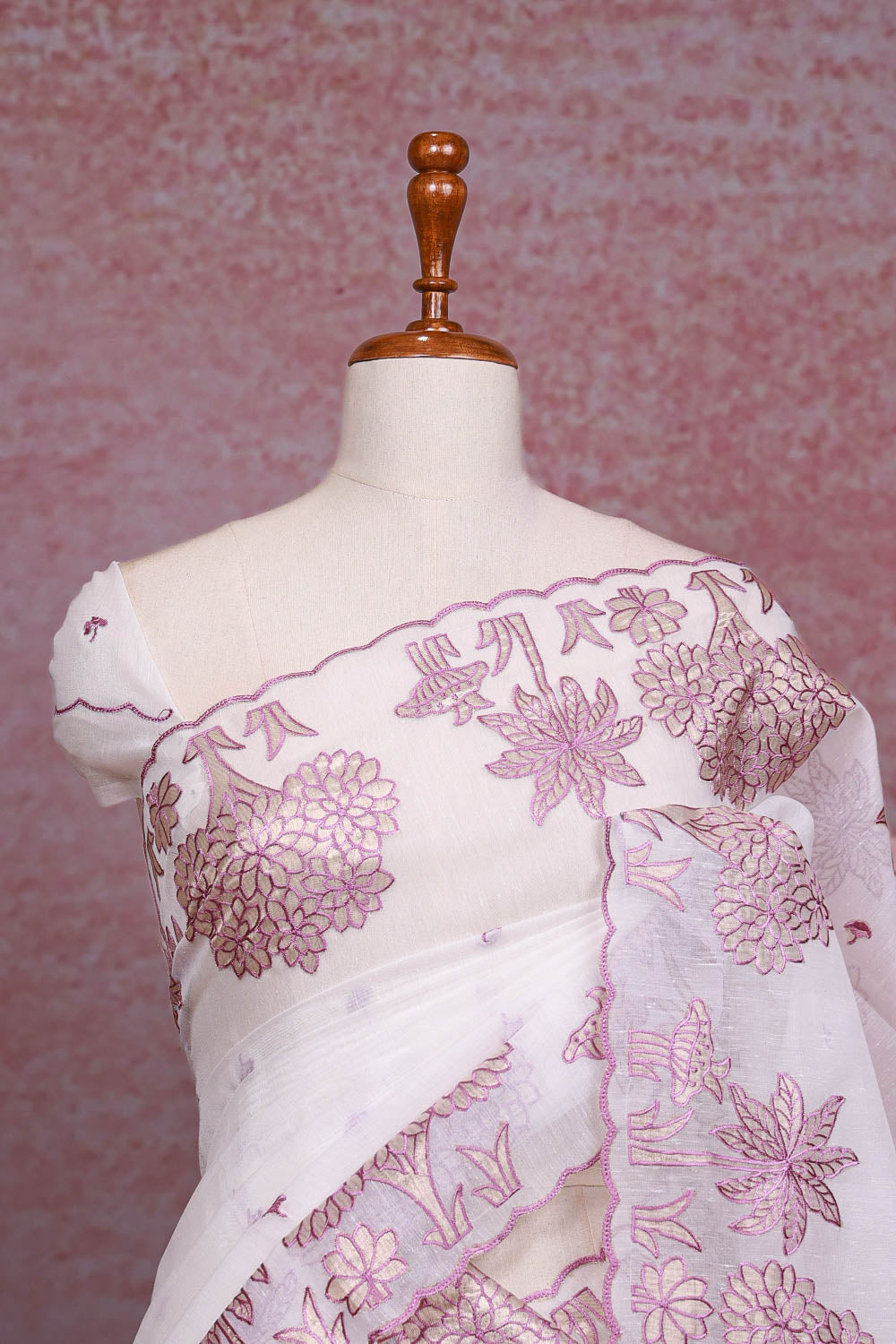 White Semi Linen Saree