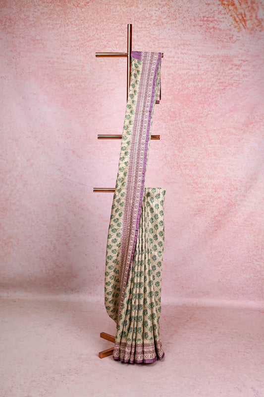 Beige Semi Jute Saree