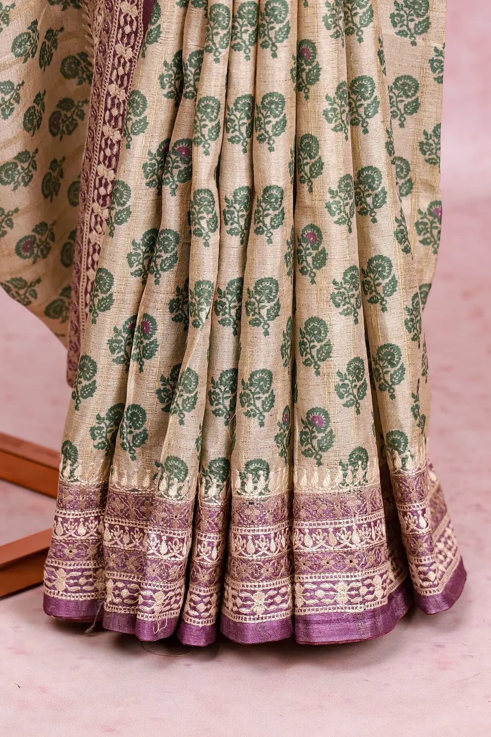 Beige Semi Jute Saree