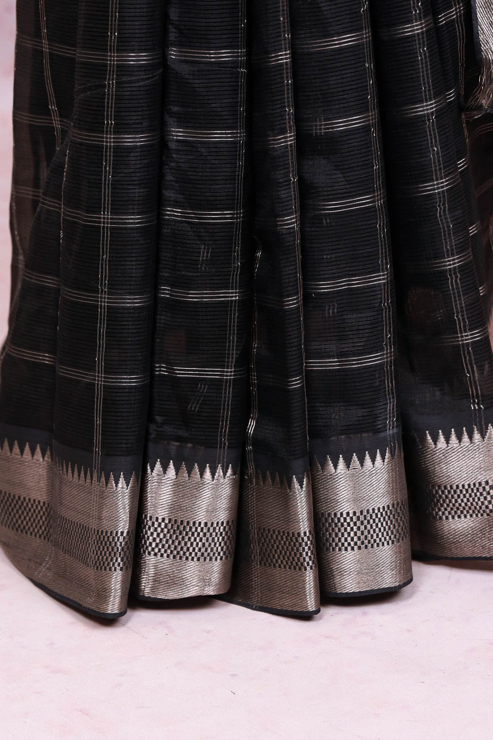 Black Cotton Silk Saree