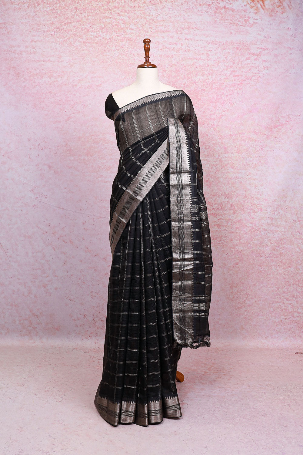 Black Cotton Silk Saree