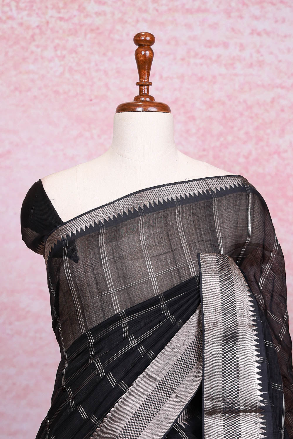 Black Cotton Silk Saree