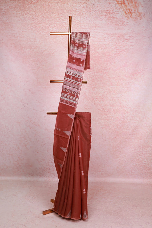 Chocolate Colour Semi Tussar Saree