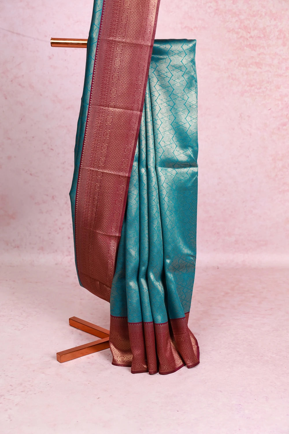 Peacock Blue Soft Silk  Saree