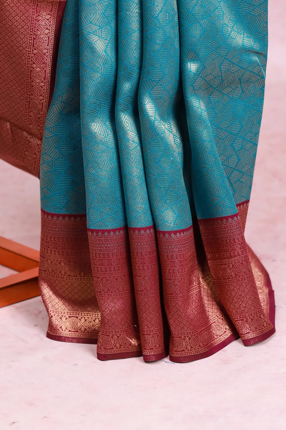 Peacock Blue Soft Silk  Saree