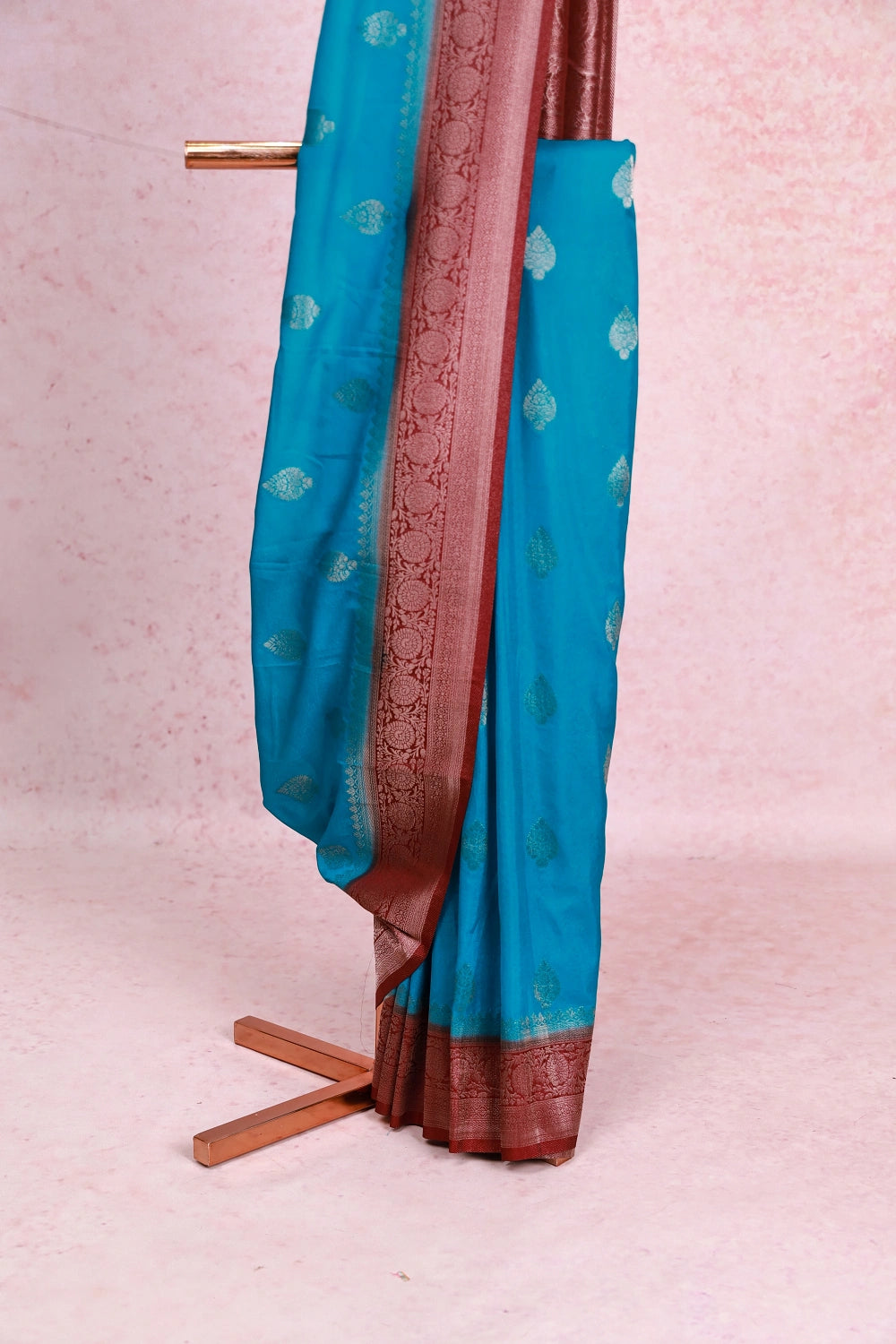 Dark Sky Blue Banarasi Georgette Saree
