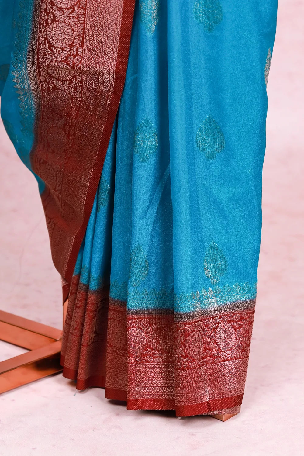 Dark Sky Blue Banarasi Georgette Saree