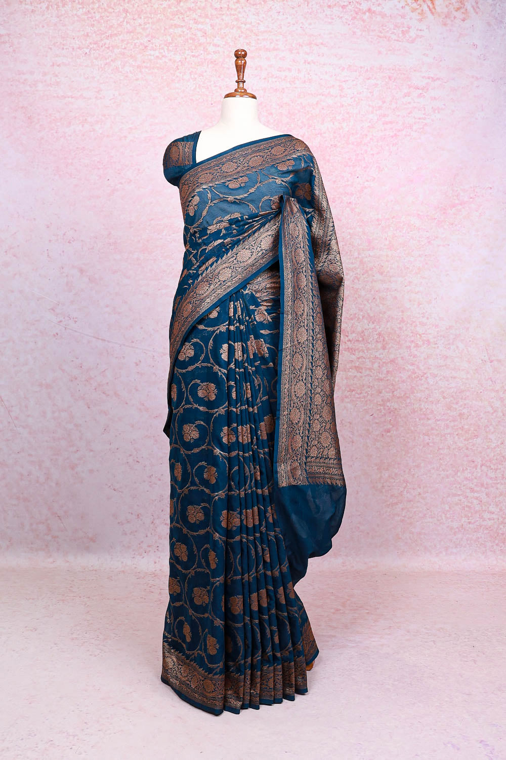 Teal Blue Georgette Saree