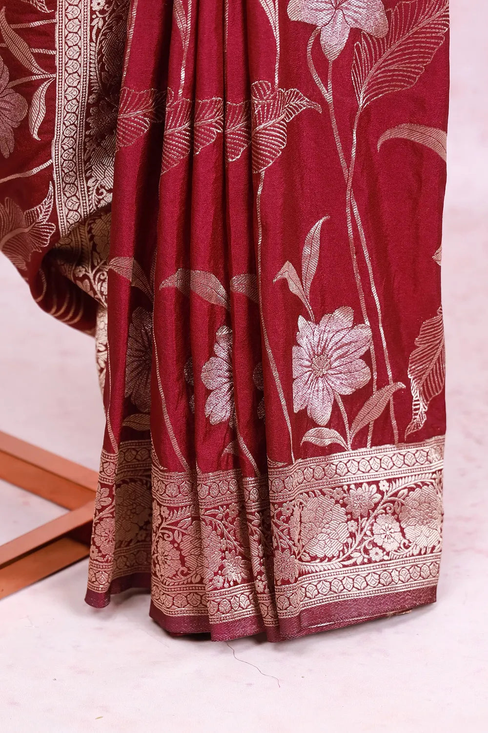 Dark Grape Wine Banarasi Georgette Saree