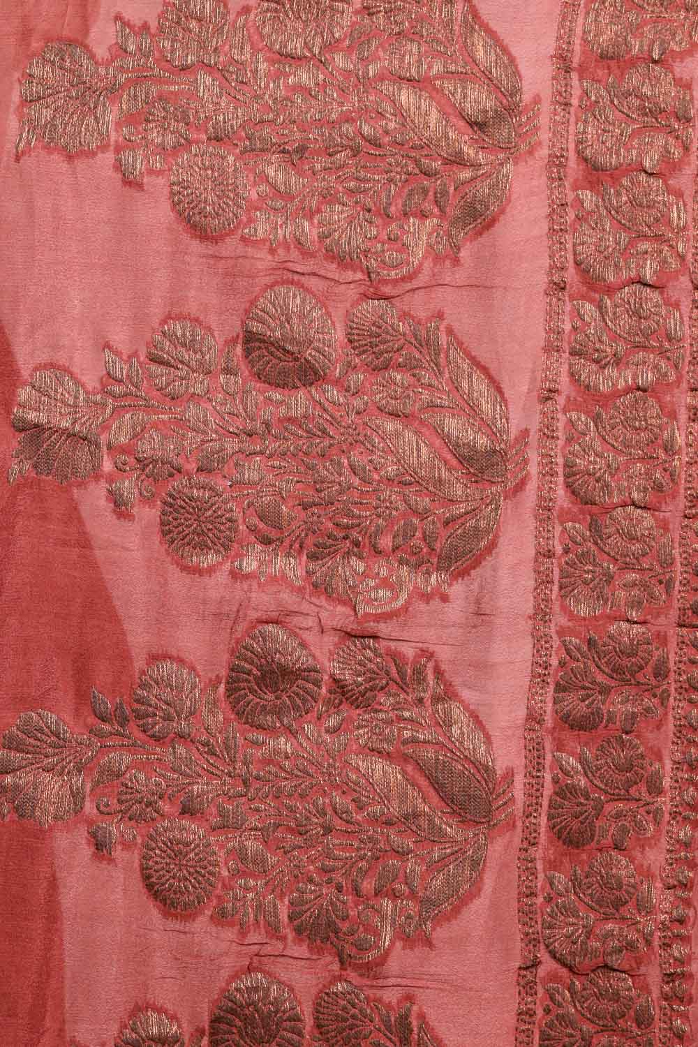 Maroon Semi Banarasi Saree