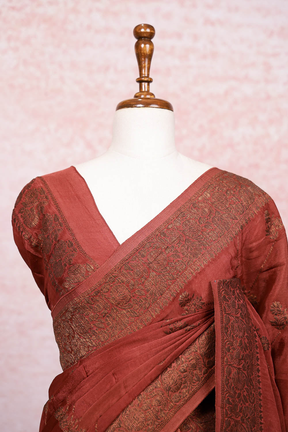 Maroon Semi Banarasi Saree