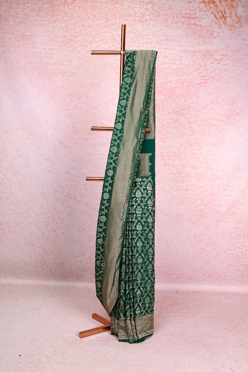 Bottle Green Banarasi Georgette Saree
