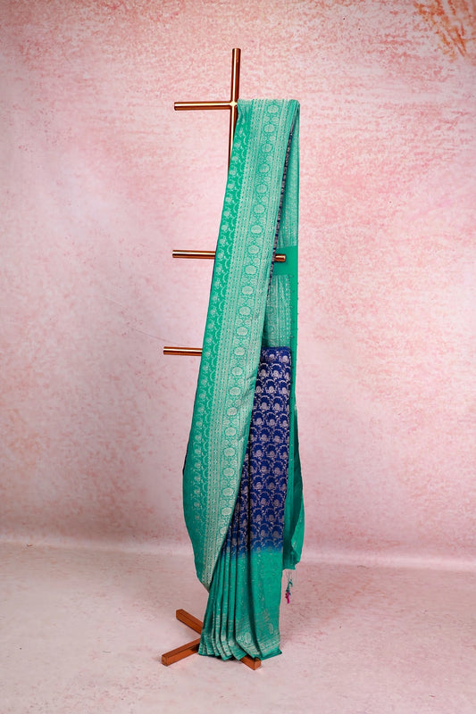 Royal Blue Semi Banarasi Saree