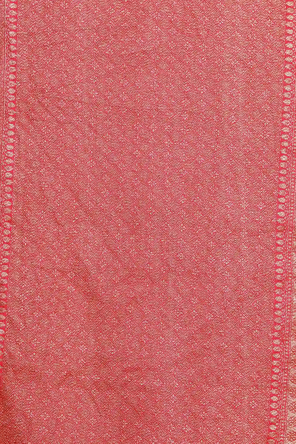 Reddish Pink Semi Banarasi Saree