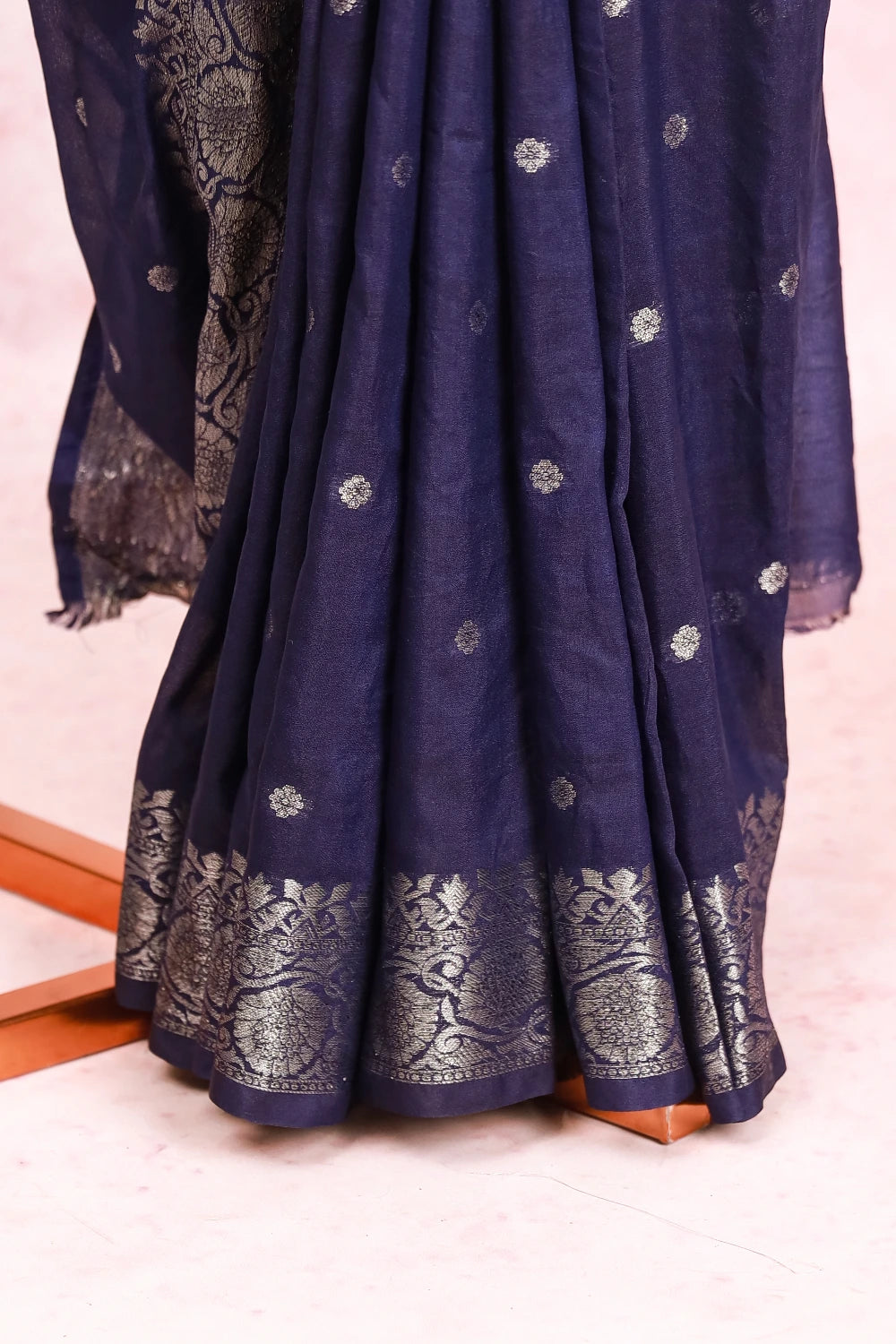 Navy Blue Semi Tussar Saree