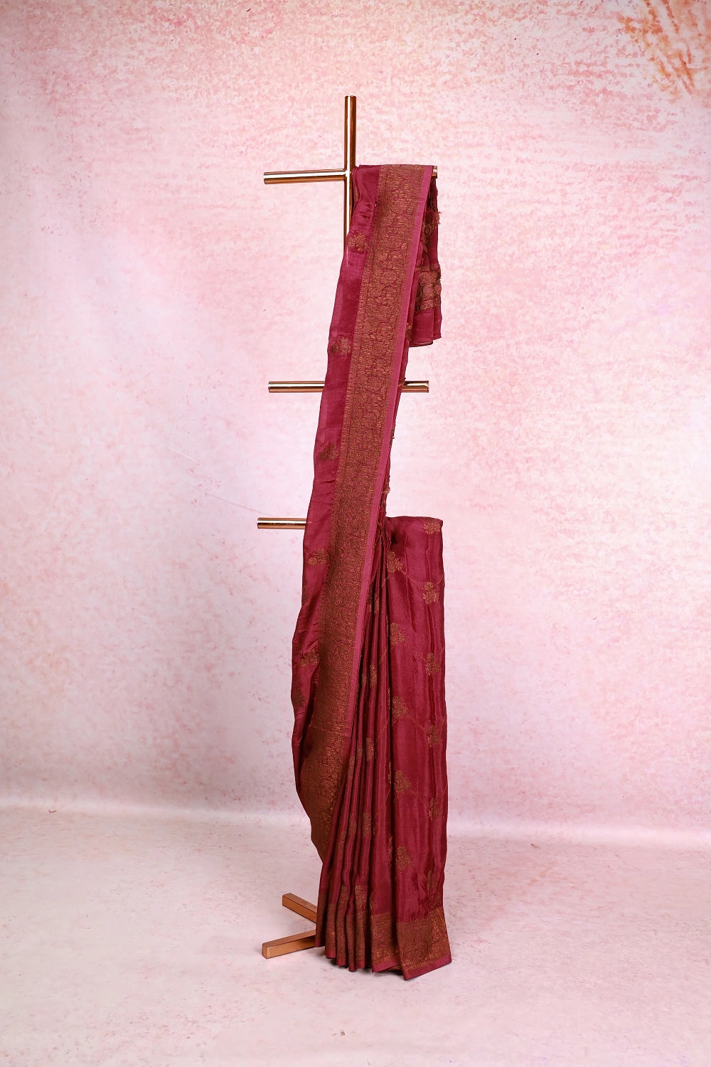 Wine Semi Banarasi Saree
