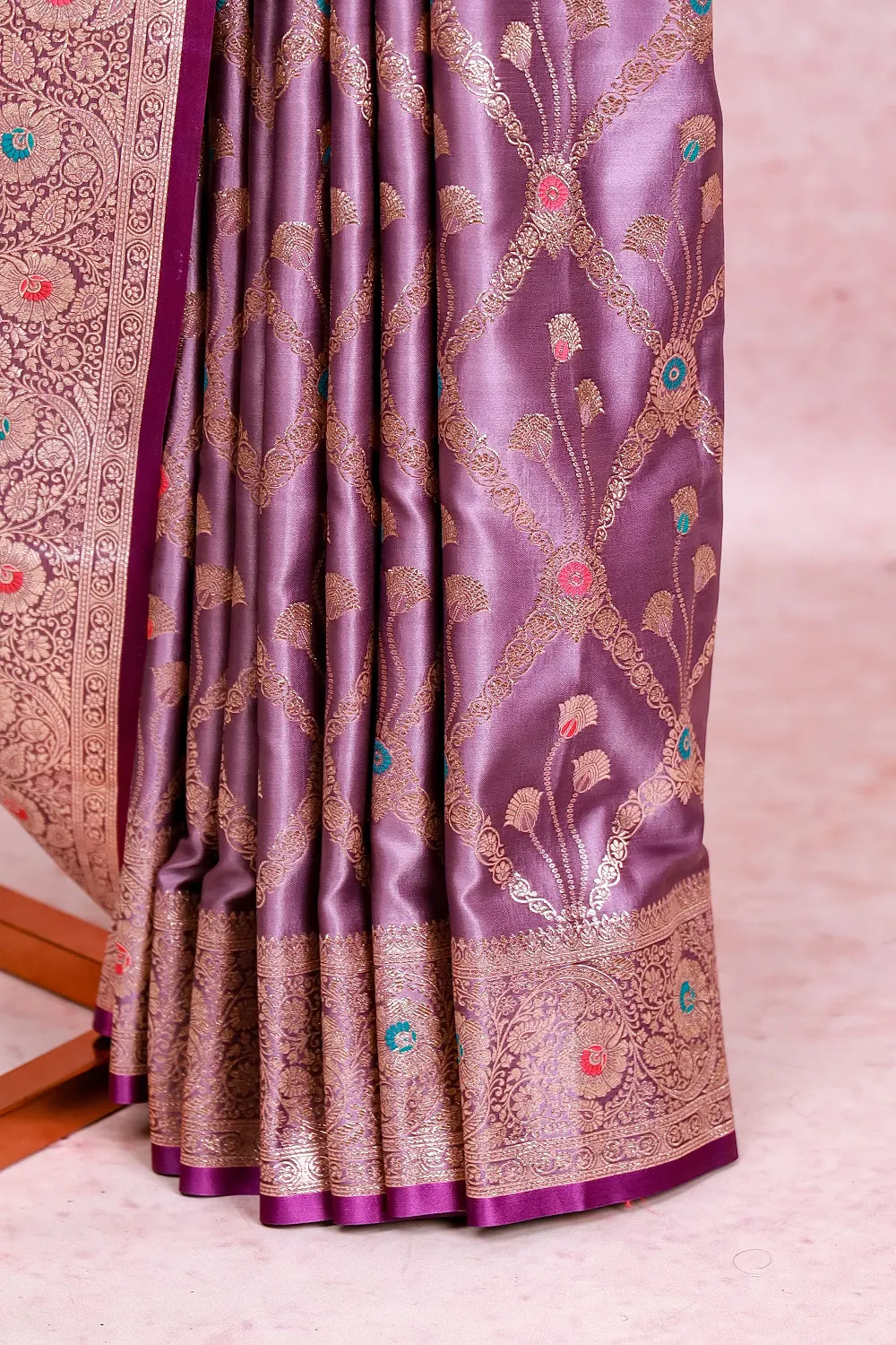 Lavender Satin Saree