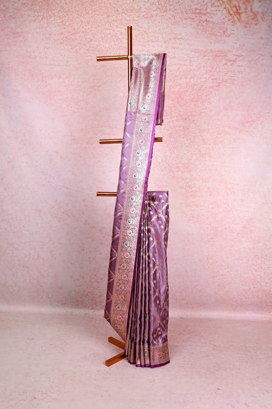 Lavender Satin Saree