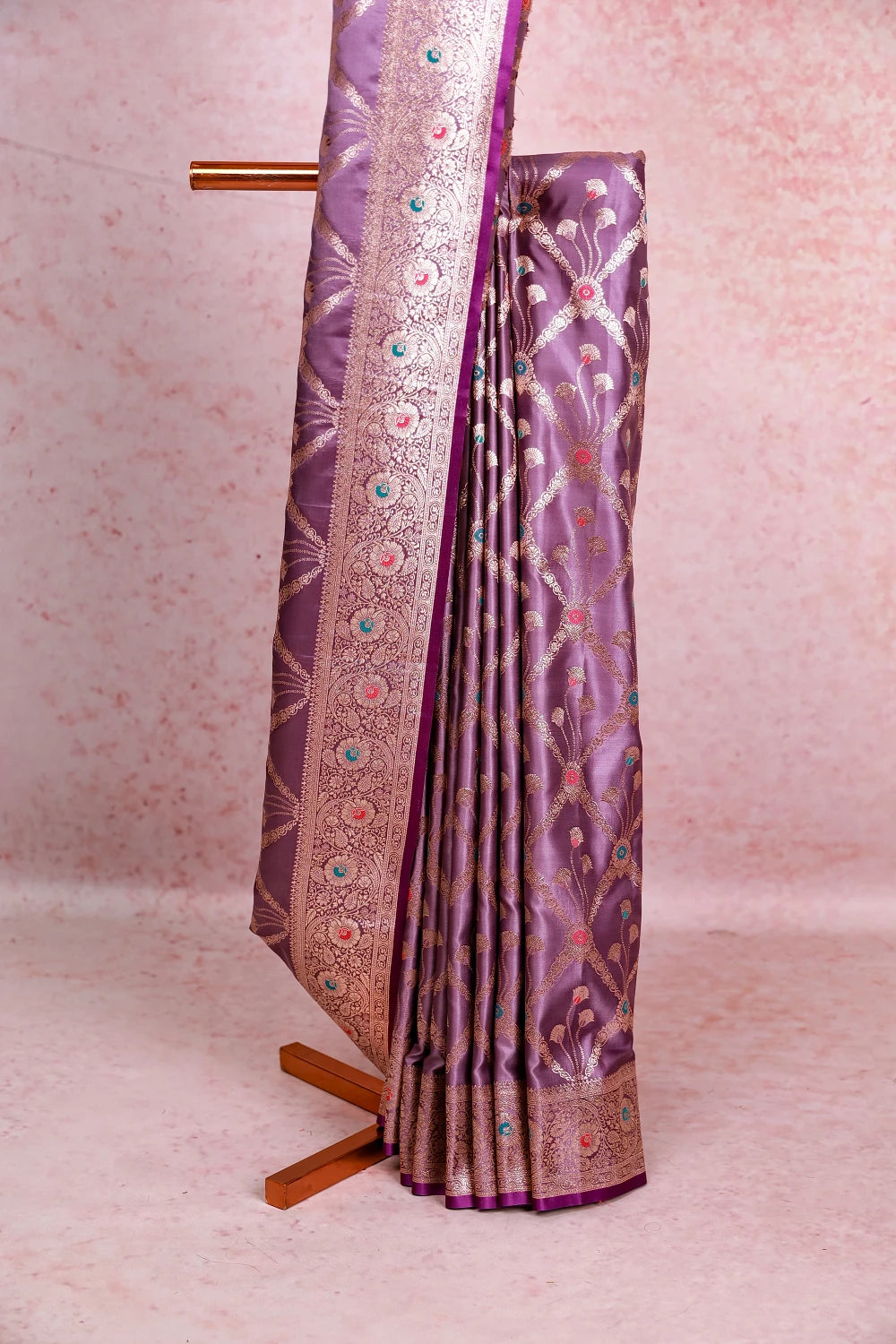 Lavender Satin Saree