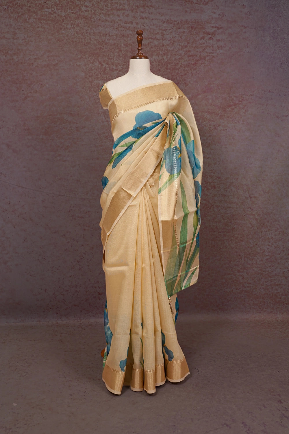 Sandal Color Semi Tissue Kerala Saree