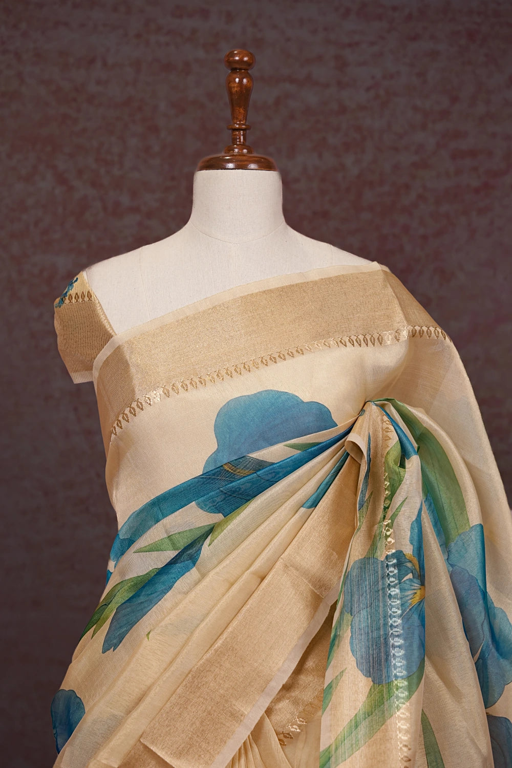 Sandal Color Semi Tissue Kerala Saree