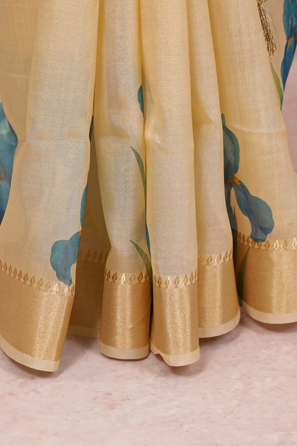 Sandal Color Semi Tissue Kerala Saree
