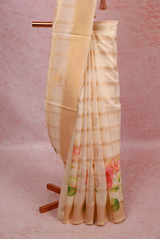 Off White Tissue Kerala Saree