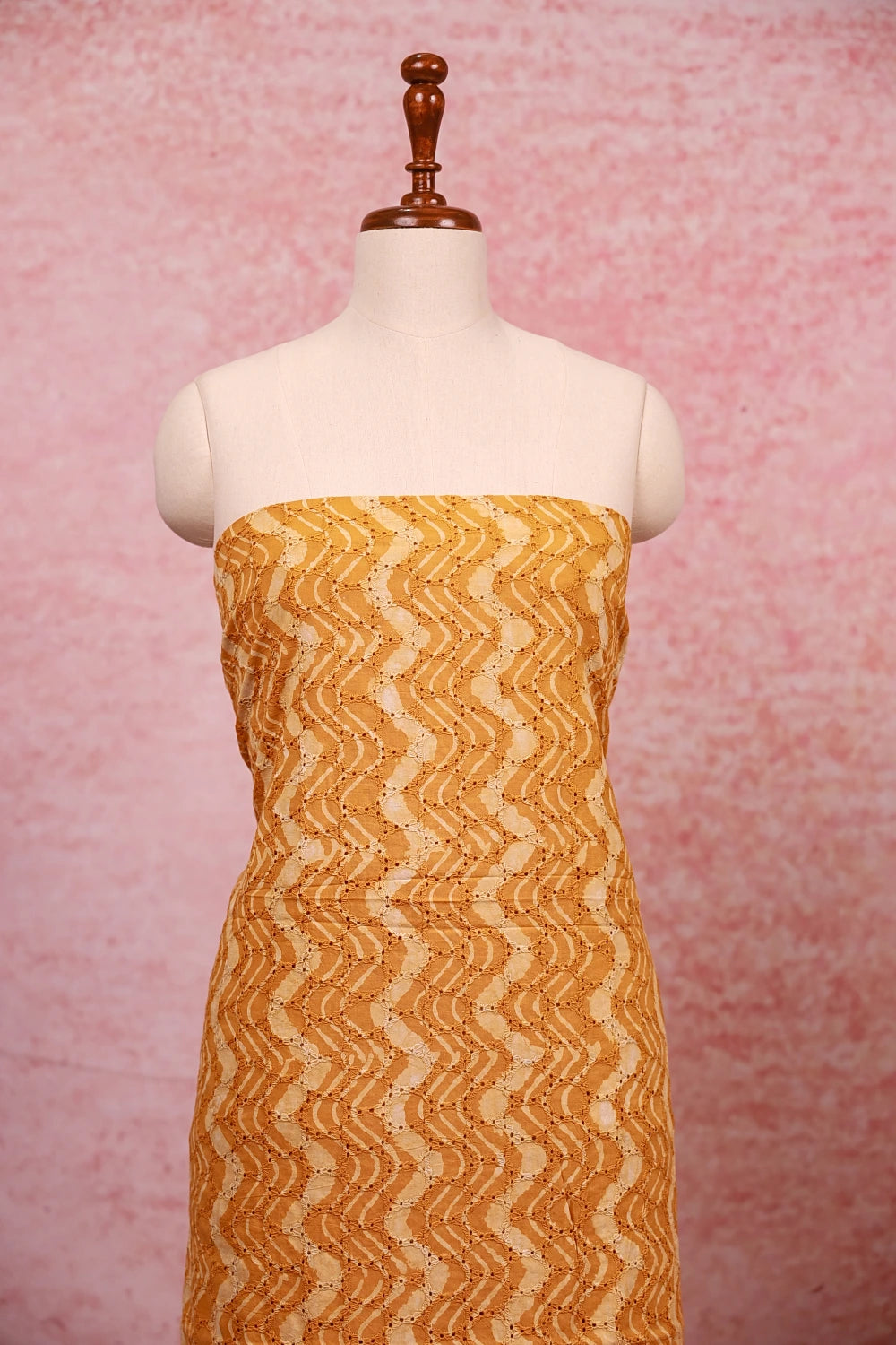 Bright Orange Hakoba Printed Unstitched Churidhar Material
