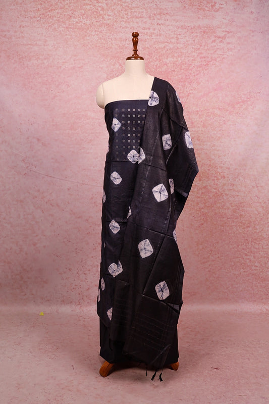 Ash Semi Tussar Bathik Print Unstitched Churidhar Material