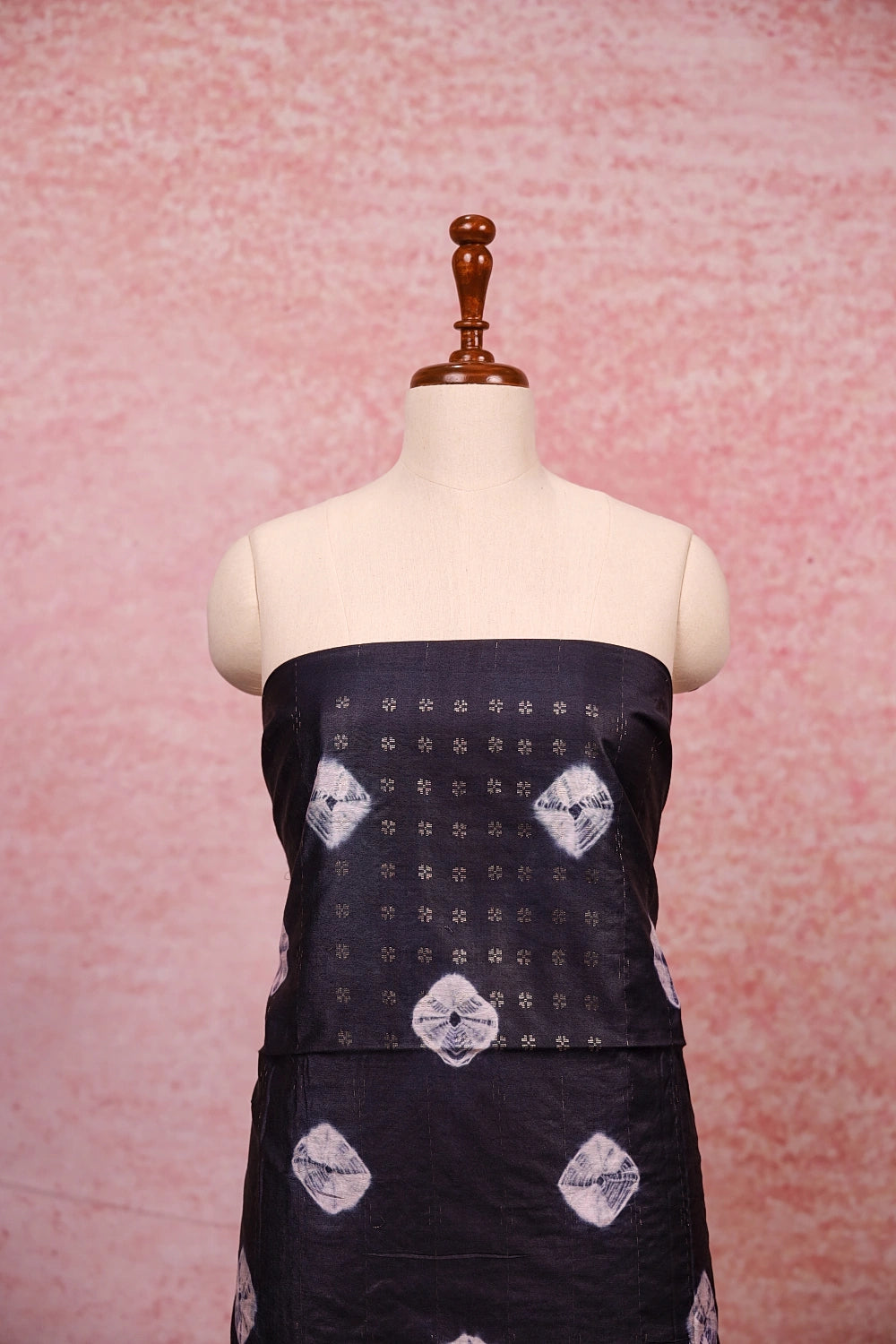 Ash Semi Tussar Bathik Print Unstitched Churidhar Material