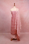 Brownish Pink Cotton Floral Print Unstitched Churidhar Material