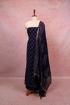 Navy Blue Cotton Printed Unstitched Churidhar Material