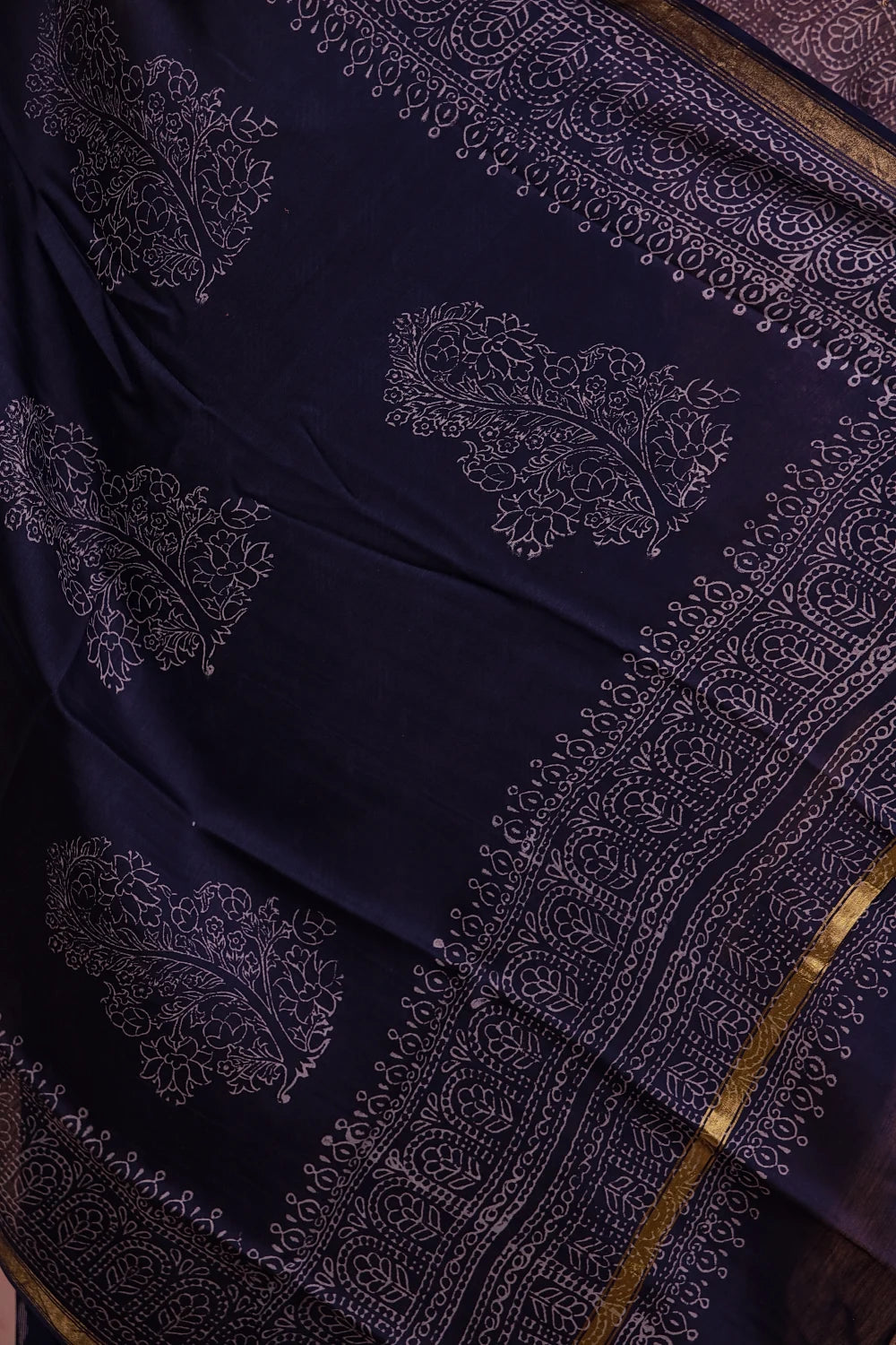 Navy Blue Cotton Printed Unstitched Churidhar Material