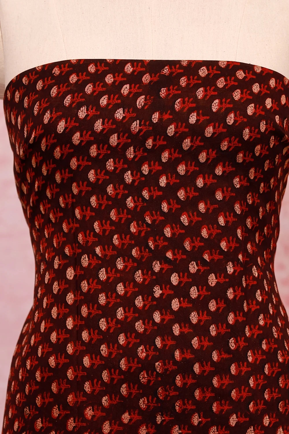 Brown Cotton Printed Unstitched Churidhar Material
