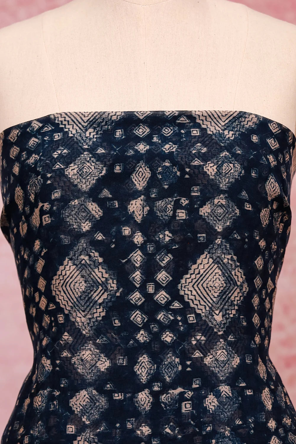 Blue Chanderi Printed Unstitched Churidhar Material