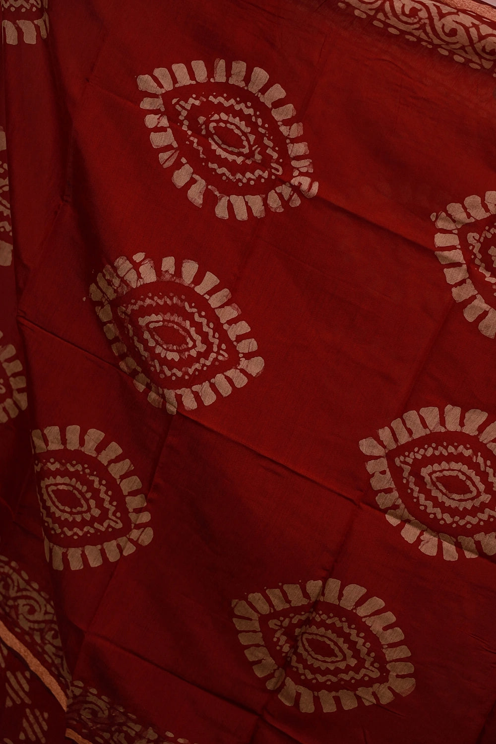 Wine Semi Chanderi Printed Unstitched Churidhar Material