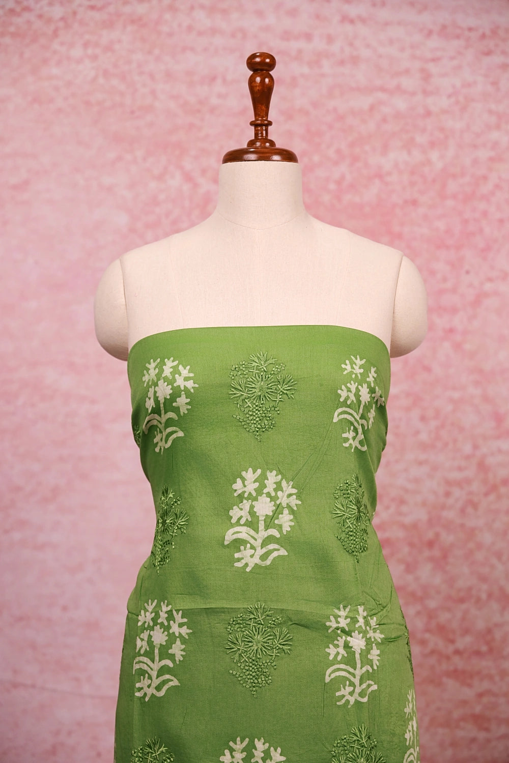 Pista Green Cotton Printed Unstitched Churidhar Material