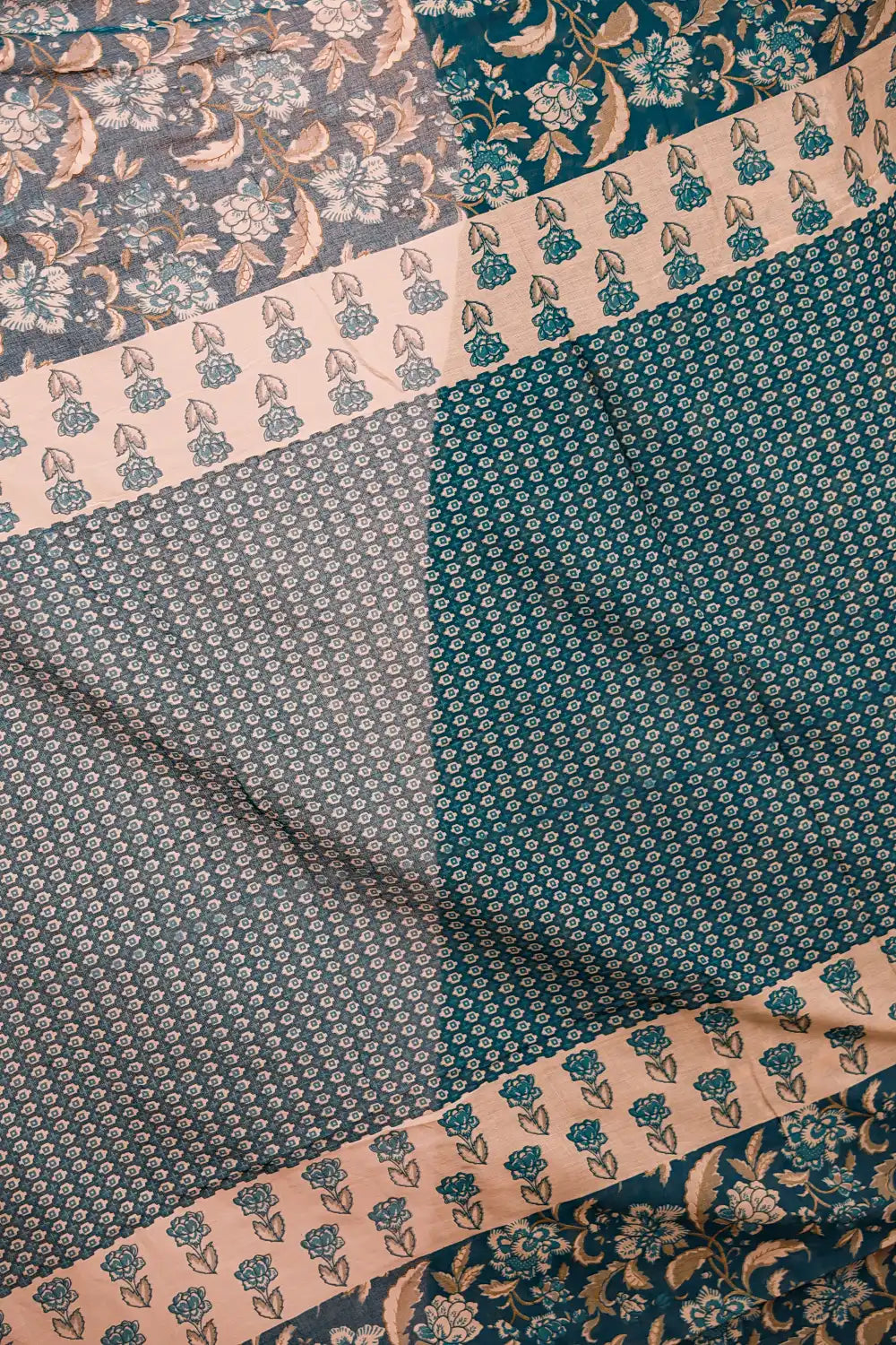 Peacock Blue Cotton Mirror Work Unstitched Churidhar Material