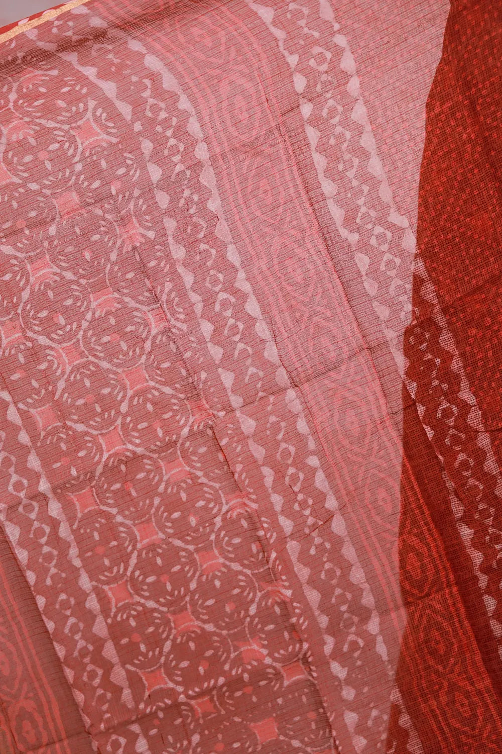 Brown Net Kota Printed Unstitched Churidhar Material