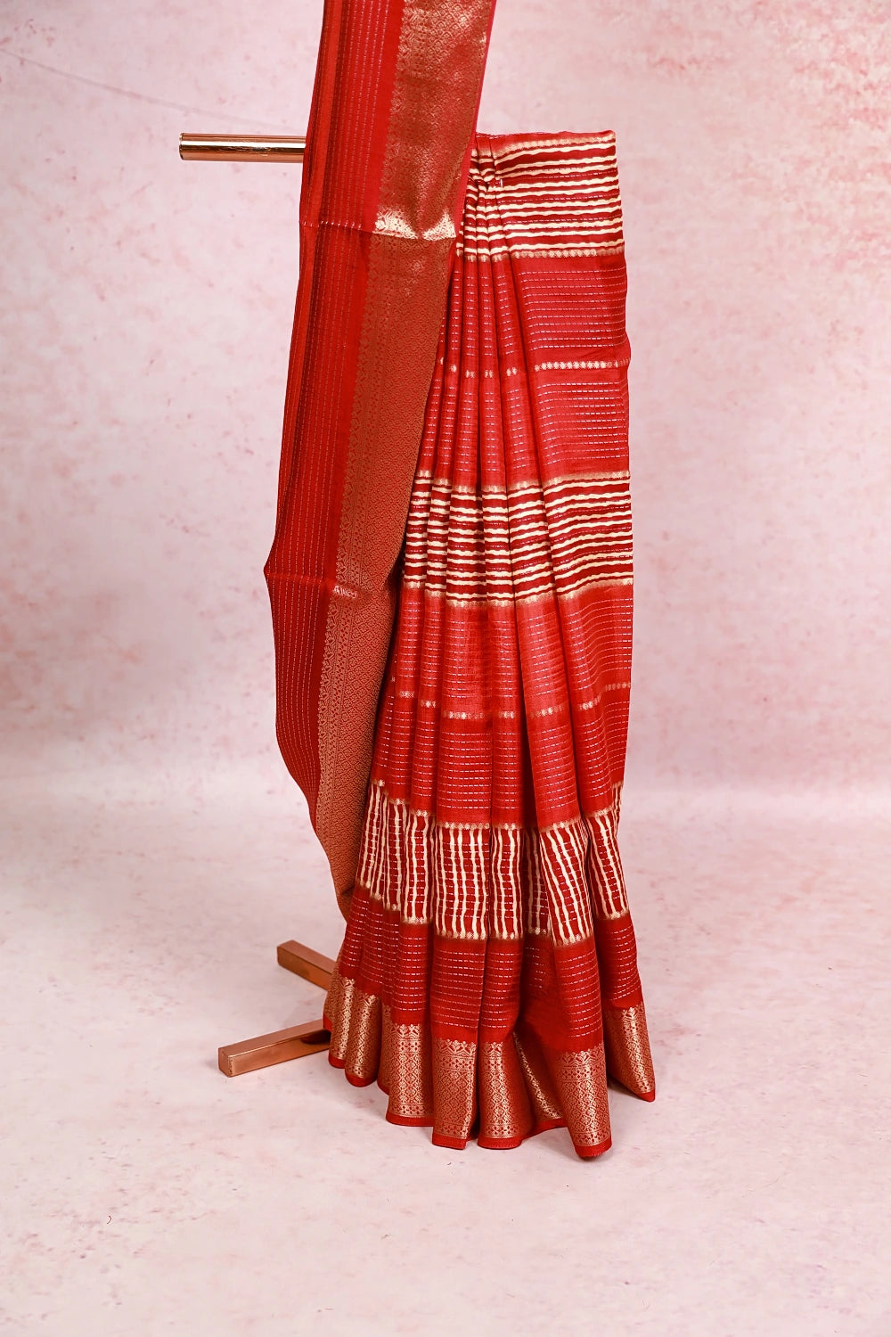 Maroon Red Semi Silk Saree