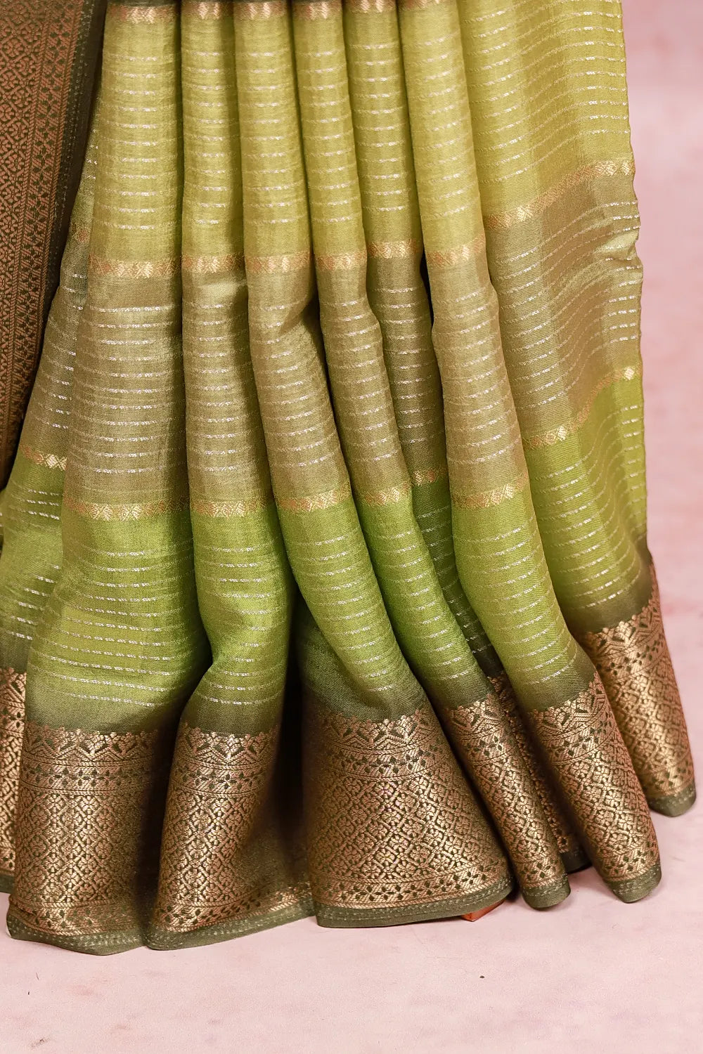 Pastel Green Multi Shades Semi Silk Saree