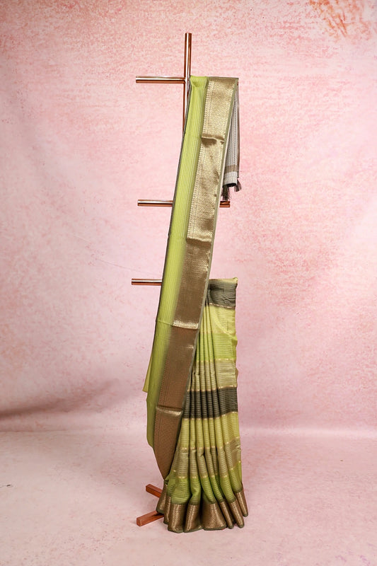 Pastel Green Multi Shades Semi Silk Saree