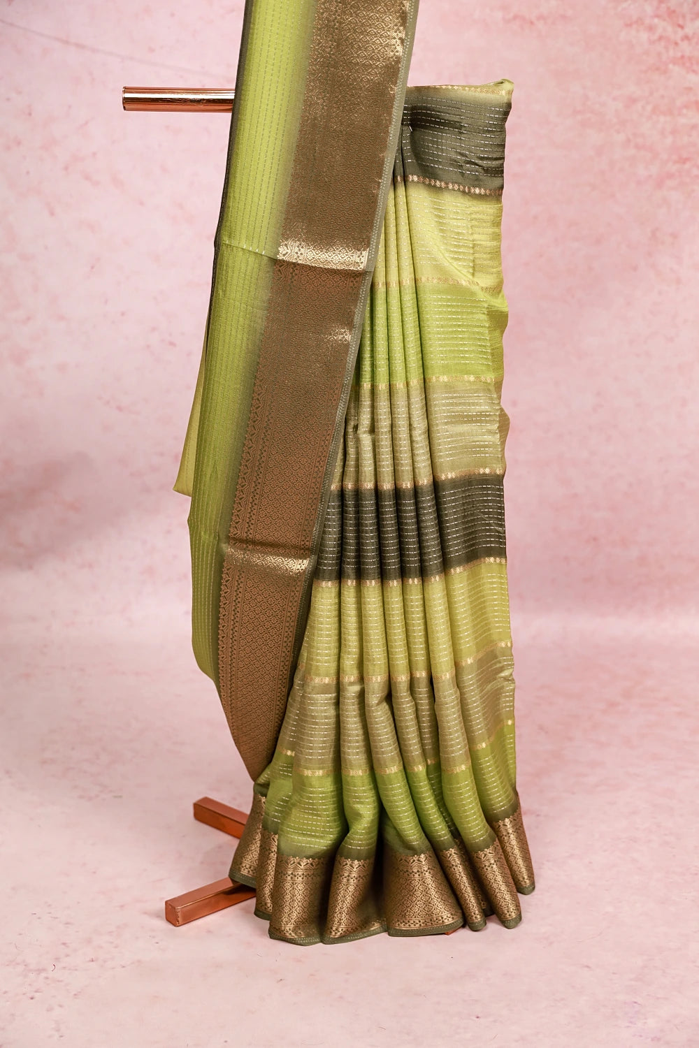 Pastel Green Multi Shades Semi Silk Saree