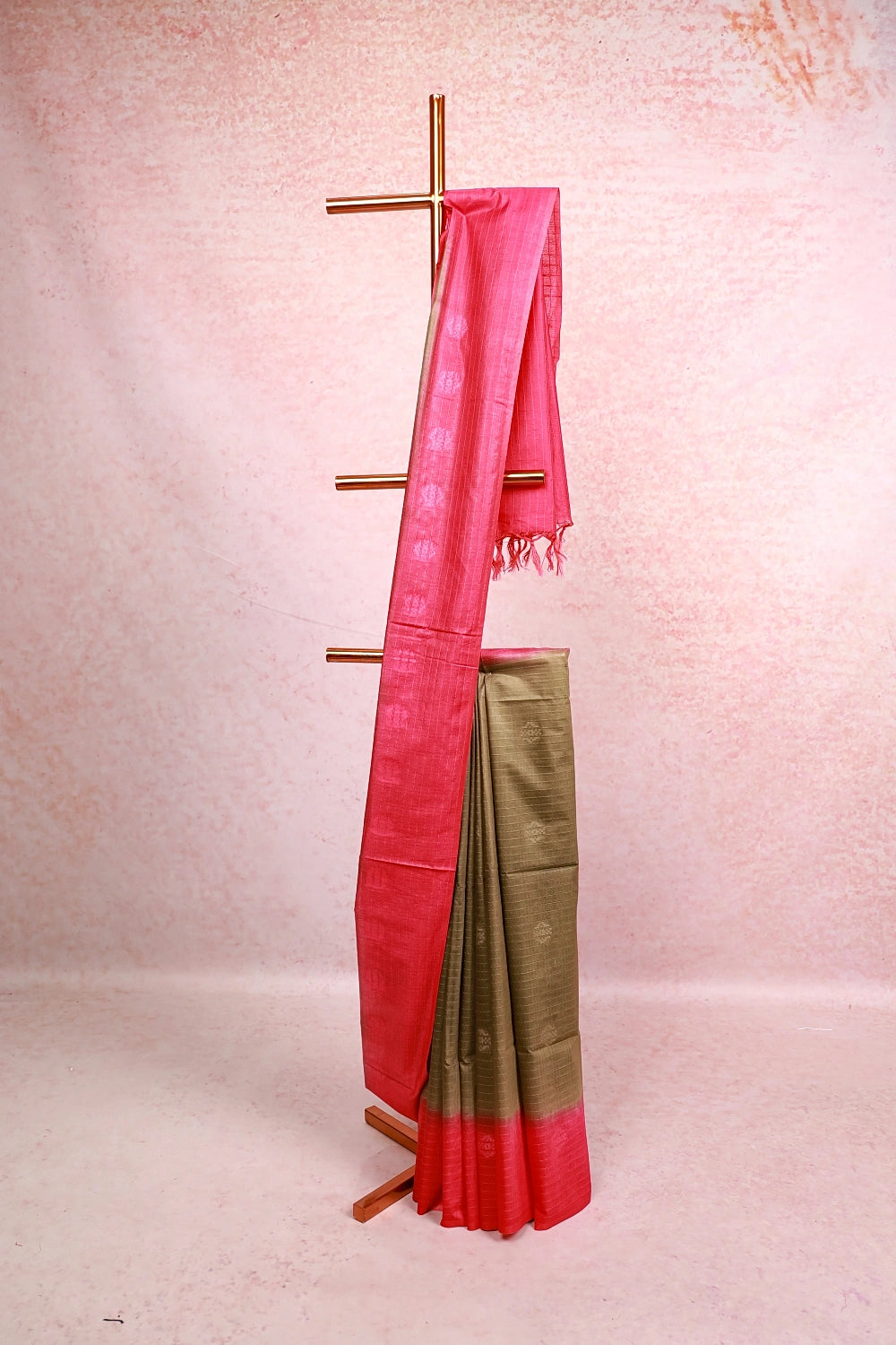 Moss Green Semi Tussar Saree