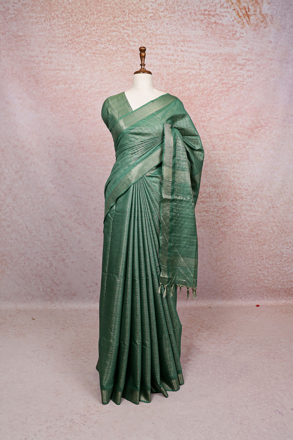 Green Semi Tussar Saree