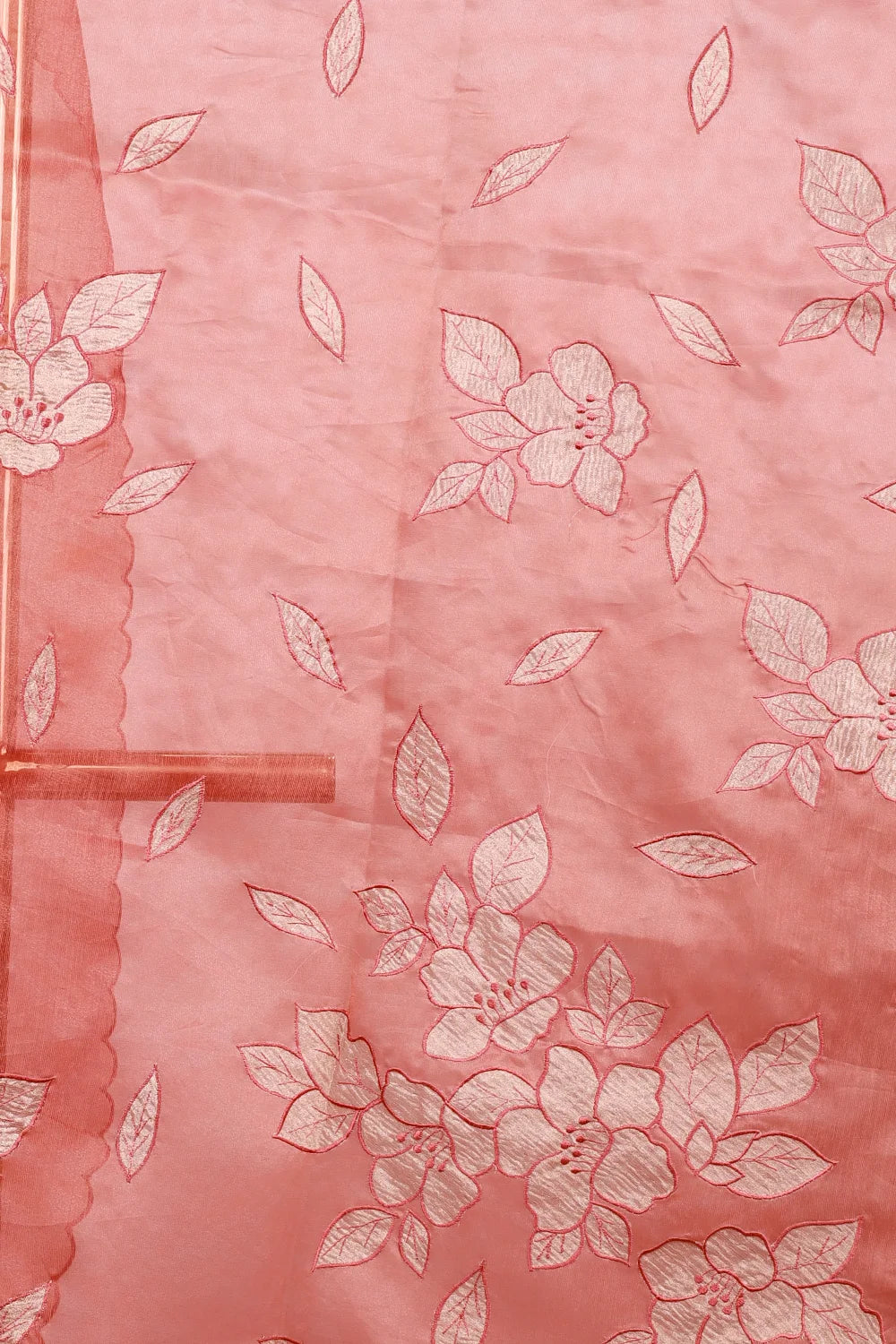 Dark Peach Tissue Organza Saree