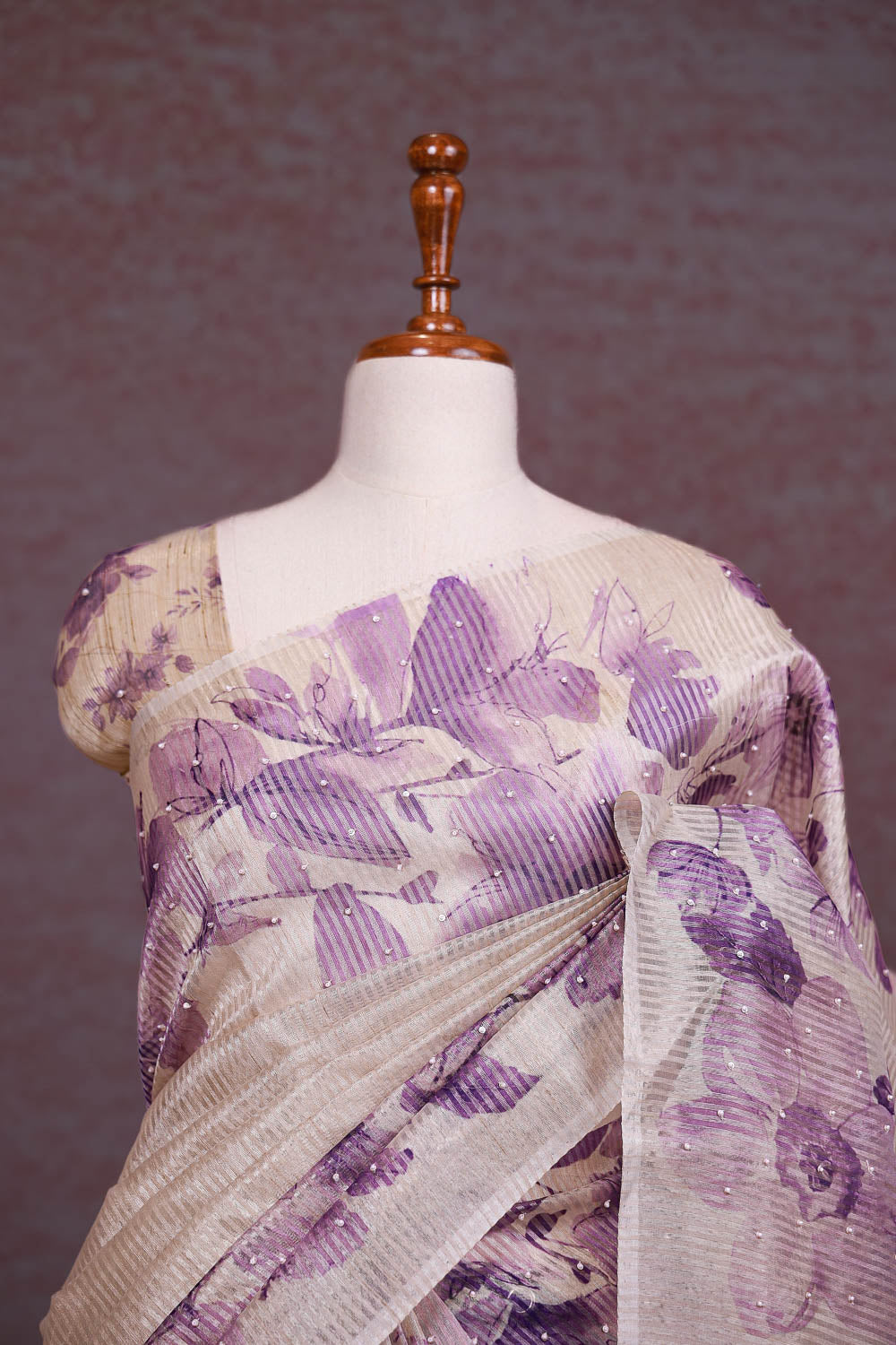 Cream Tissue Organza Saree