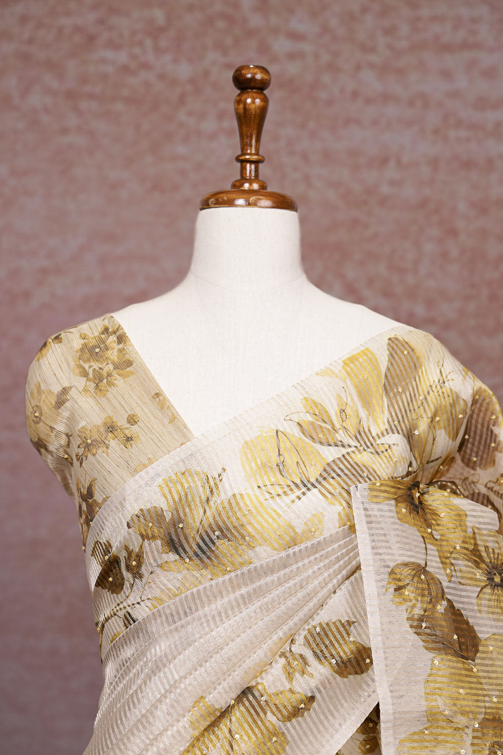 Cream Tissue Organza Saree