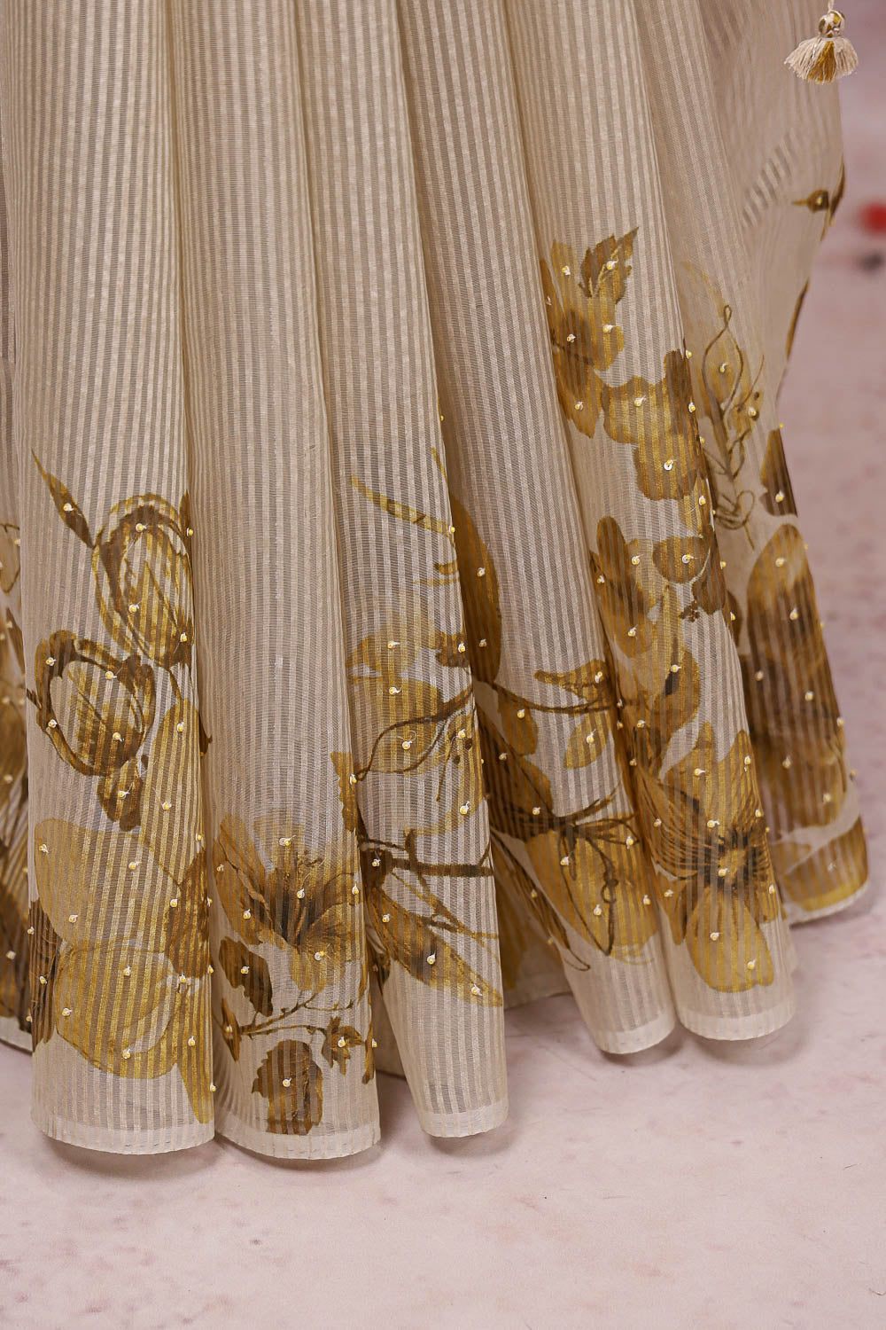Cream Tissue Organza Saree